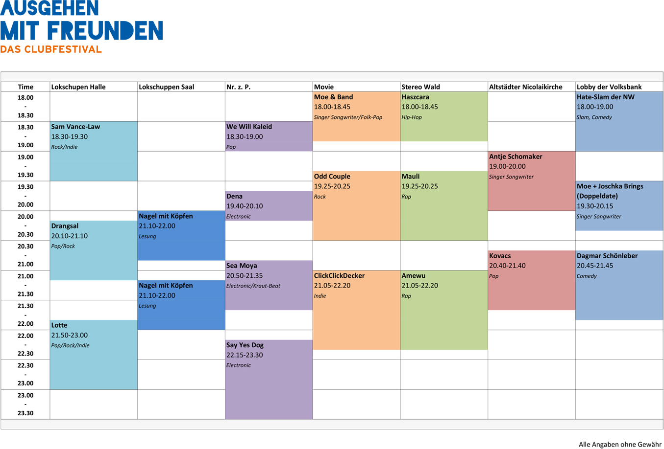 Spielplan Spielplan Ausgehen mit Freunden - Bielefelds neues Clubfestival